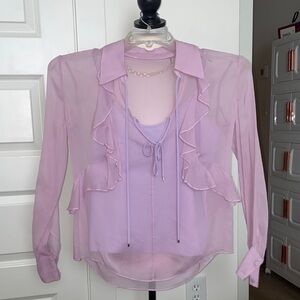 Diane Von Furstenberg Light Purple Ruffle Blouse with Camisole